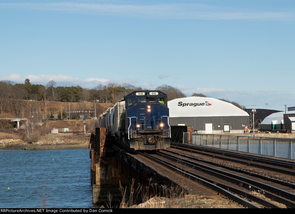 MEC 512 Leads L077 Over the Fore River into South Portland